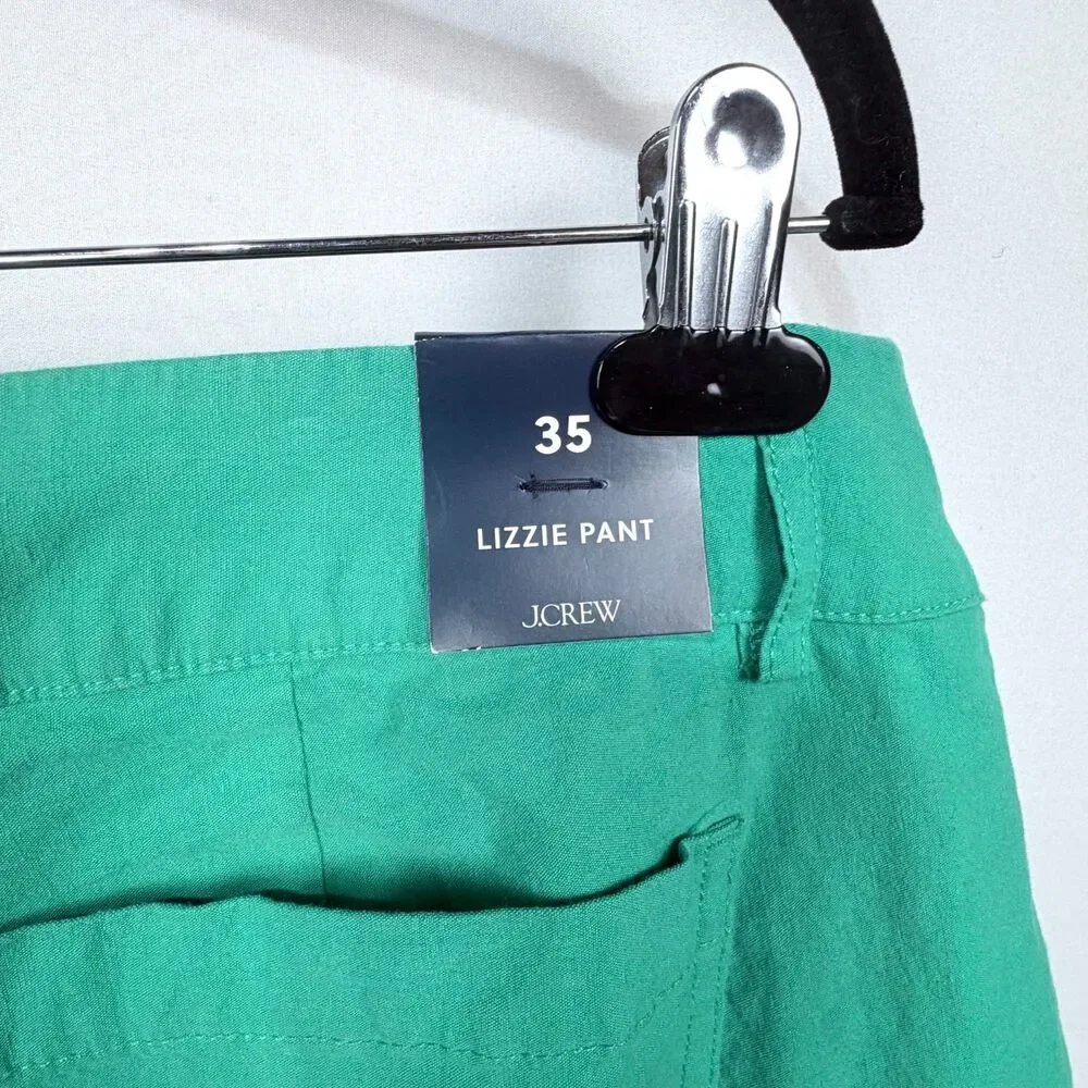 NWT J.Crew Lizzie High Rise Patch Pocket Wide Leg Pant Emerald Berry SZ 35/ 20W